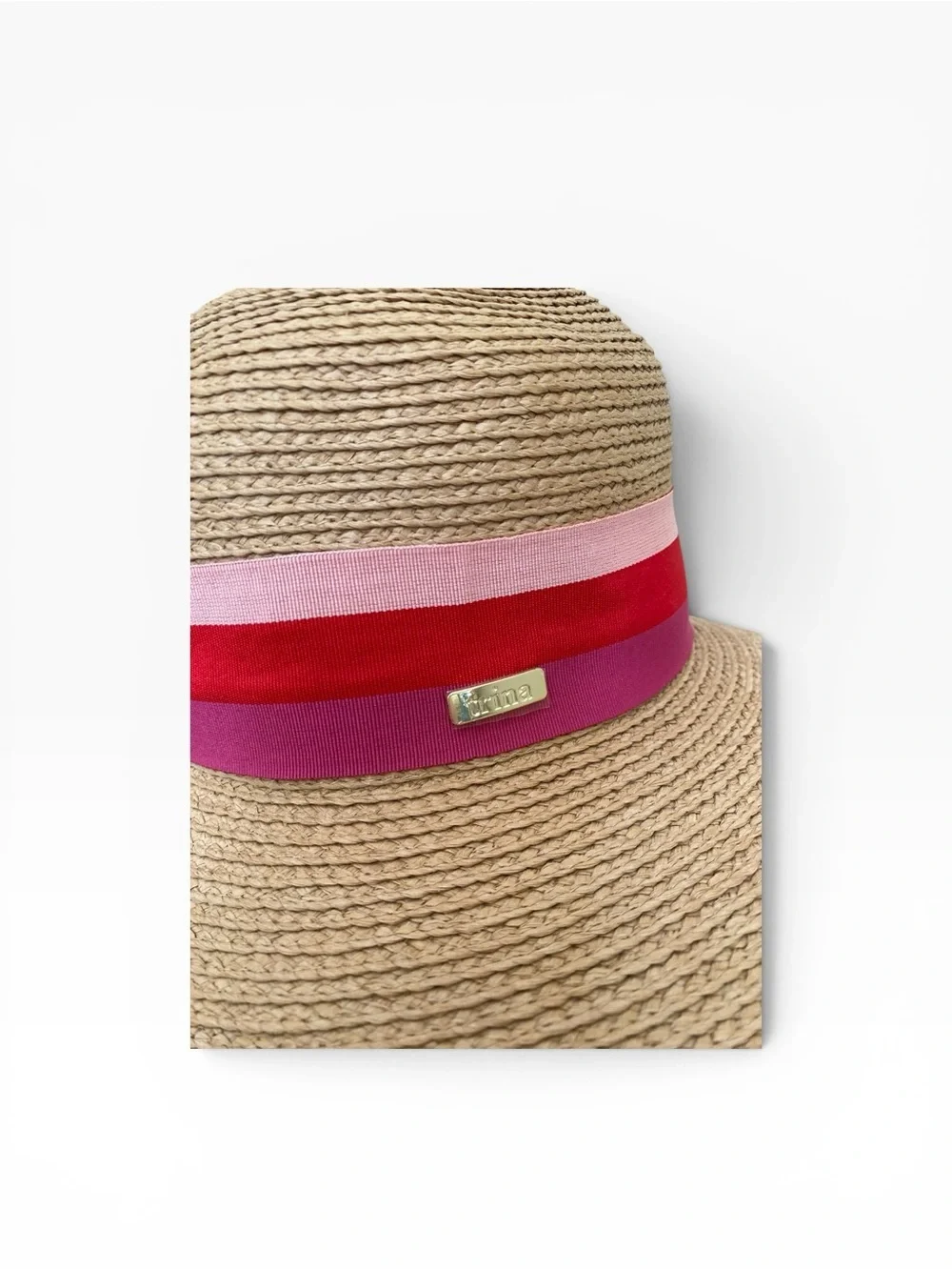 Trina Turk Oversized Straw Floppy Hat with Pink Band